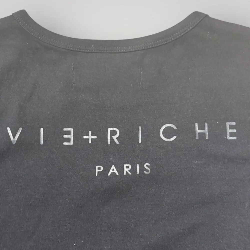 Vie+Riche Paris Graphic T-Shirt Size L Black Gold Silver Print - Picture 3 of 8